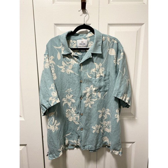 28 Palms Mens Size XXL Linen Silk Floral Hawaiian Button Down Relaxed Fit Shirt - Picture 7 of 7